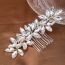 Fashion Silver Geometric Diamond Leaf Hair Comb