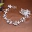 Fashion Silver Alloy Diamond-encrusted Flower And Leaf Hair Comb