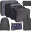 Fashion Cosmetic Bag (eight-piece Set)-navy Blue Polyester Large Capacity Storage Bag Set
