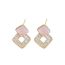 Fashion Red (real Gold Plating Color Preservation) Copper Diamond Square Stud Earrings