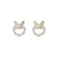 Fashion Butterfly (real Gold Plating Color Preservation) Copper Inlaid Zirconium Butterfly Round Stud Earrings