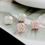Fashion Pink (real Gold Plating Color Preservation) Copper Inlaid Zirconium Drop Glaze Four-leaf Stud Earrings