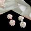 Fashion Pink (real Gold Plating Color Preservation) Copper Inlaid Zirconium Drop Glaze Four-leaf Stud Earrings