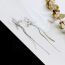 Fashion Bow Tassel (real Gold Plating To Maintain Color) Copper Inlaid Zirconium Bow Snake Bone Chain Earrings