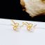 Fashion Natural Pearl Bow (real Gold Plating To Preserve Color) Copper Bow Pearl Stud Earrings