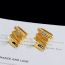 Fashion Pleated Square (real Gold Plating To Preserve Color) Copper And Diamond Geometric Pleated Stud Earrings