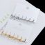 Fashion Silver (real Gold Plating To Preserve Color) Copper Inlaid Zirconium Geometric Earring Set