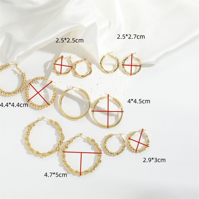 Fashion Ring Style Gold Plated Copper Round Earrings