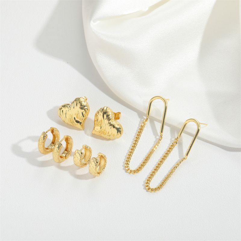 Fashion Chain Clause Gold-plated Copper Geometric Chain Earrings