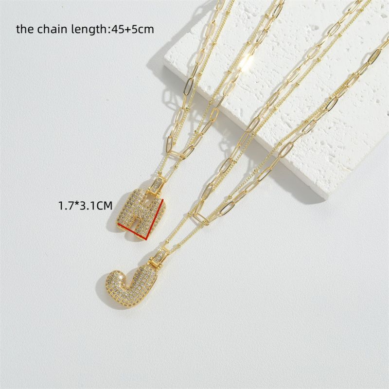 Fashion Z Copper 26 Letters Double Layer Necklace
