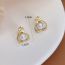 Fashion Gold Alloy Pearl Love Stud Earrings