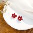 Fashion Red Metal Geometric Flower Stud Earrings
