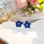 Fashion Blue Metal Geometric Flower Stud Earrings