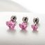 Fashion 1#-pink Titanium Steel Diamond Love Stud Earrings