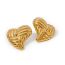 Fashion Gold Stainless Steel Textured Heart Stud Earrings
