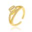 Fashion 3# Copper Set Zirconium Geometric Open Ring