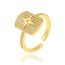 Fashion 4# Gold-plated Copper Geometric Open Ring With Diamonds