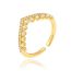 Fashion 8# Gold-plated Copper Geometric Open Ring With Diamonds