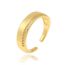 Fashion 8# Gold-plated Copper Geometric Open Ring With Diamonds