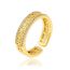 Fashion 3# Gold-plated Copper Geometric Open Ring With Diamonds