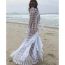 Fashion White Polyester Hollow Fringed Long Skirt
