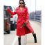Fashion Red Pu Lapel Double-breasted Coat