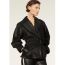 Fashion Black Leather Lapel Jacket