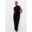 Fashion Black Polyester Pleated Long Skirt