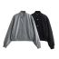 Fashion Grey Polyester Stand Collar Buttoned Jacket