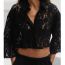 Fashion Black Lace Lapel Button-down Shirt