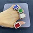 Fashion Royal Blue Copper Inlaid Gravel Square Agate Crystal Tooth Ring