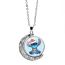 Fashion 2 Alloy Printed Round Moon Necklace