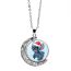 Fashion 5 Alloy Printed Round Moon Necklace