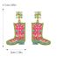 Fashion Rose Red Alloy Rice Beads And Diamond Boots Earrings