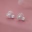 Fashion Pearl Rose Earrings - White Gold Copper Diamond Flower Stud Earrings