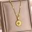 Fashion Gold Stainless Steel Geometric Sun Round Necklace