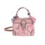 Fashion Khaki Pu Embroidered Lock Large Capacity Crossbody Bag