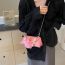 Fashion Rose Pink Pu Beaded Handle Flap Crossbody Bag