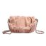 Fashion Pink Pu Pleated Large Capacity Crossbody Bag
