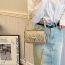 Fashion Off White Pu Sequin Flap Crossbody Bag