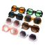 Fashion Leopard Print Frame Double Tea Piece Polygonal Sunglasses