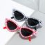Fashion Gray Frame With White Frame Pearl Cat Eye Sunglasses