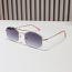 Fashion Silver Framed White Mercury Tablets Metal Double Bridge Small Frame Sunglasses