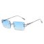 Fashion Gun Frame White Film Square Rimless Sunglasses