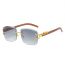Fashion Gold Frame White Piece Rimless Cut-edge Square Sunglasses