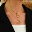 Fashion Golden 1 Titanium Steel Round Pentagram Pendant Necklace