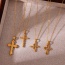 Fashion Golden 3 Titanium Steel Cross Pendant Necklace