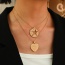Fashion Golden 1 Titanium Steel Round Hollow Five-pointed Star Pendant Necklace