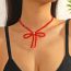 Fashion Red Crystal Necklace Alloy Crystal Beaded Bow Necklace