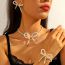 Fashion Ab Color Crystal Necklace Alloy Crystal Beaded Bow Necklace